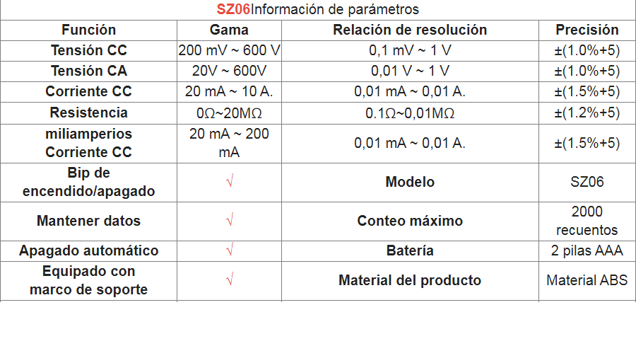 Multimetro Profesional Inteligente Aneng Sz06 Alta Precision
