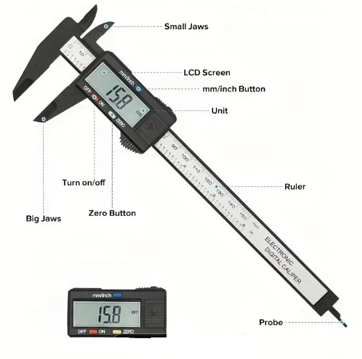 Vernier Electronico Digital 150 Mm Plastico Rigido