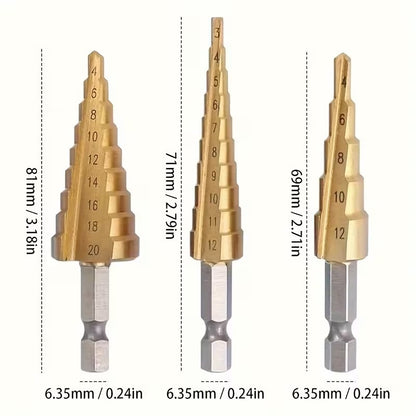 Juego Mecha Conica 3 Pzas Escalonada Eje 1/4 Perf 20 Mm 15-00144
